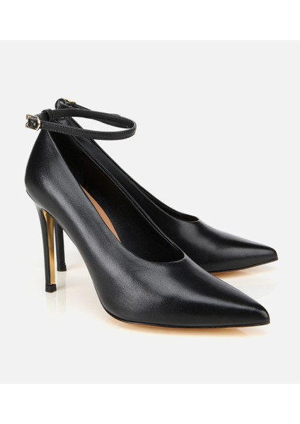 01AYH316600A100 KADIN Deri Siyah Bilekten Bağlamalı Gold Detaylı Yüksek Topuklu Stiletto fiyatları