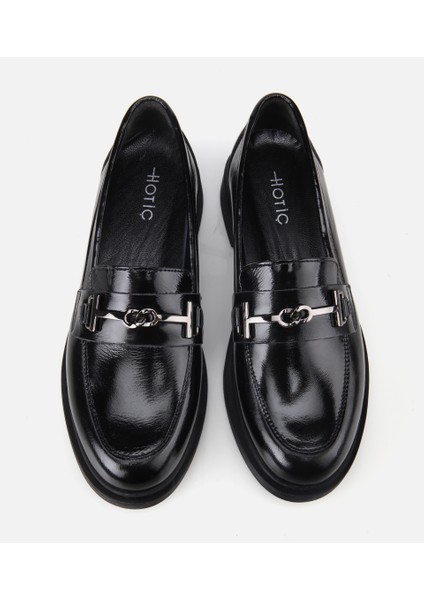 01AYH314400A100 KADIN Deri Siyah Tokalı Klasik Loafer