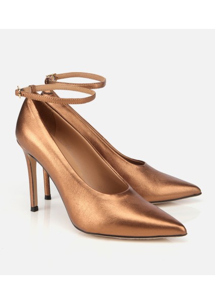 01AYH316600A470 KADIN Deri Bronz/gold Bilekten Bağlamalı Gold Detaylı Yüksek Topuklu Stiletto fiyatları