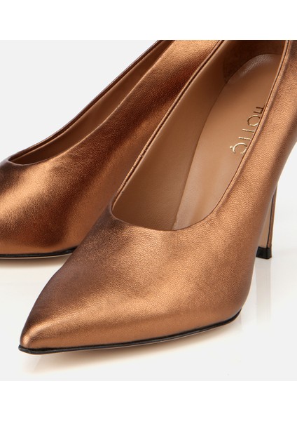 01AYH316600A470 KADIN Deri Bronz/gold Bilekten Bağlamalı Gold Detaylı Yüksek Topuklu Stiletto modelleri