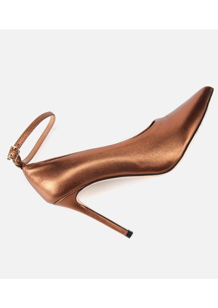 01AYH316600A470 KADIN Deri Bronz/gold Bilekten Bağlamalı Gold Detaylı Yüksek Topuklu Stiletto