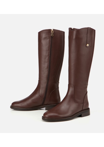 01CIH313330A420 KADIN Deri Kahverengi Lastik Detaylı Binci Düz Çizme fırsatları