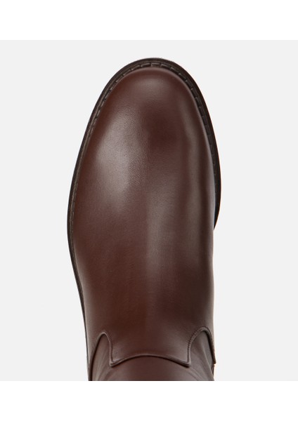 01CIH313330A420 KADIN Deri Kahverengi Lastik Detaylı Binci Düz Çizme