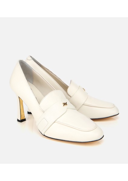 01AYH316610A400 KADIN Deri Ekru Yumuşak Dokulu Gold Detaylı Topuklu Stiletto fiyatları