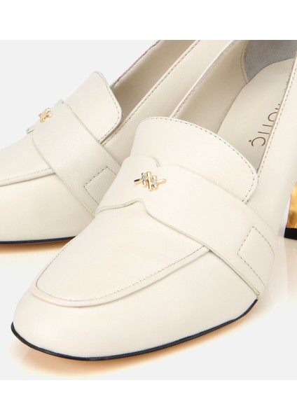 01AYH316610A400 KADIN Deri Ekru Yumuşak Dokulu Gold Detaylı Topuklu Stiletto modelleri