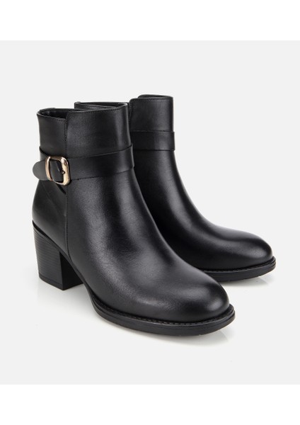 01BOH314570A100 KADIN Deri Siyah Tokalı Bilekte Topuklu Bot fiyatları