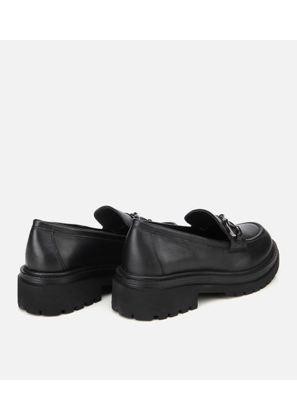 01AYH314430A100 KADIN Deri Siyah Tokalı Yüksek Tabanlı Klasik Loafer fırsatları
