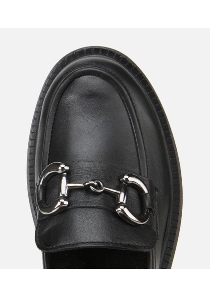 01AYH314430A100 KADIN Deri Siyah Tokalı Yüksek Tabanlı Klasik Loafer indirimleri