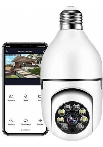 Wifi 360 Panoramik Ampul Kamera Gece Görüş Ses Akıllı Hareket Algılayıcı