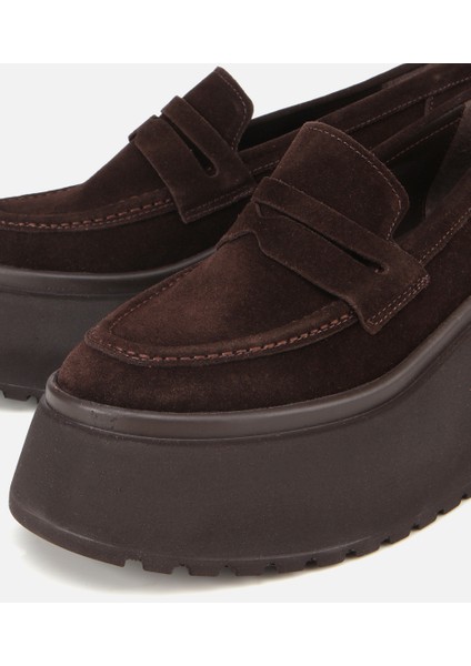 01AYH315720A480 KADIN Süet Deri Kahverengi Dolgu Topuklu Günlük Loafer modelleri