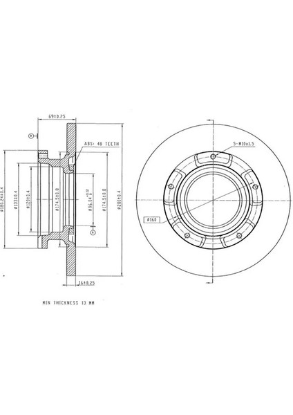 50610 Arka Fren Diski 6C112A097AB (2 Adet Fiyatıdır)