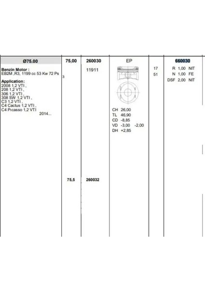 641260 Segman Olcu: Std 0640W9 0683840000 683840000 (4 Adet Fiyatıdır)