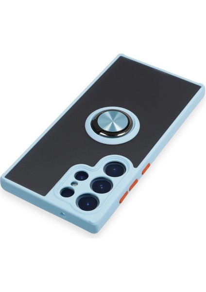 CPT16 Samsung Galaxy S23 Ultra Kılıf Montreal Yüzüklü Silikon Kapak - Buz Mavi fırsatları