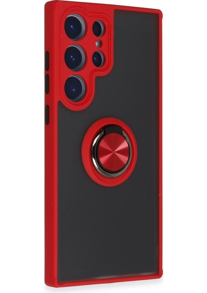 CPT16 Samsung Galaxy S23 Ultra Kılıf Montreal Yüzüklü Silikon Kapak - Kırmızı fiyatları