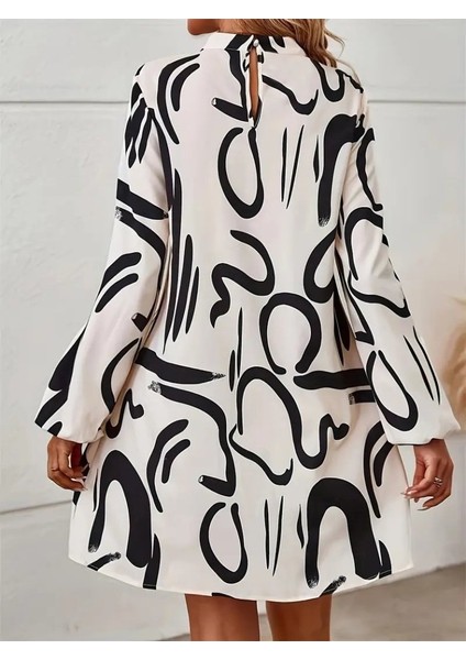 Kadın Uzun Kollu Balıkçı Yaka Desenli Şardonlu Dalgıç Elbise modelleri