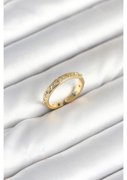 Pirinç Gold Renk Zirkon Taşlı Kadın Yüzük