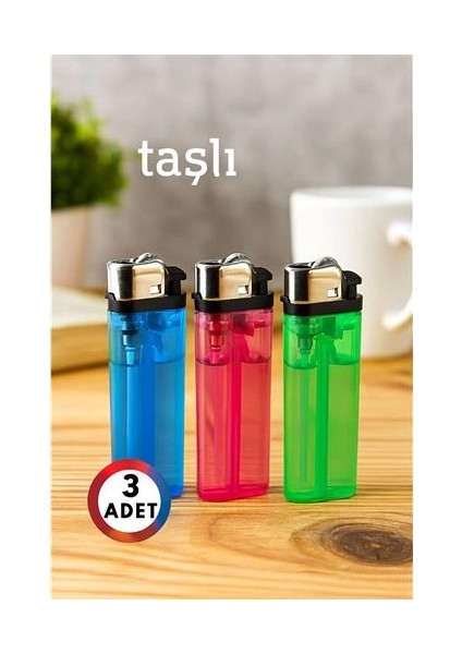 Hsnet 3’lü Taşlı Çakmak Seti – Renkli Gövde | Gazlı Ekonomik ve Güvenli Kullanım