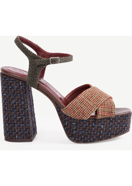 Retro Kumaşlı Platform Ayakkabı