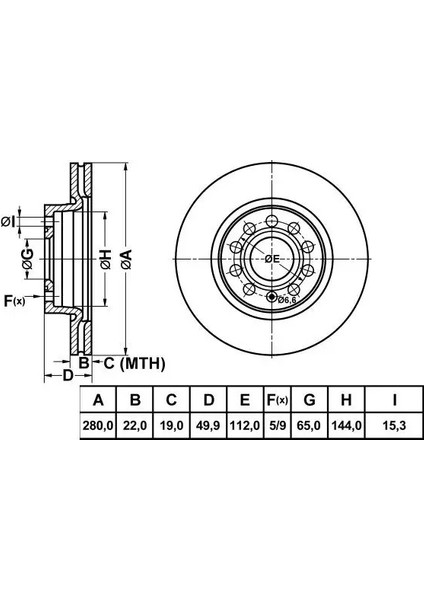 50274 Fren Diski On 1K0615301AK (2 Adet Fiyatıdır)