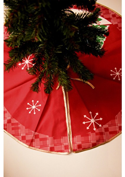 Lüx Yılbaşı Ağacı Eteği Kırmızı Renkli Noel Süsü 78 cm Dekoratif Ağaç Örtüsü fiyatları