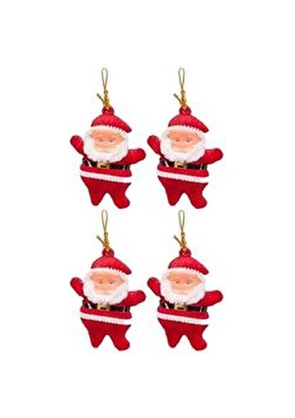 4'lü Noel Baba Yılbaşı Çam Ağacı Süsü Kırmızı Renkli Eğlenceli Dekorasyon fiyatları