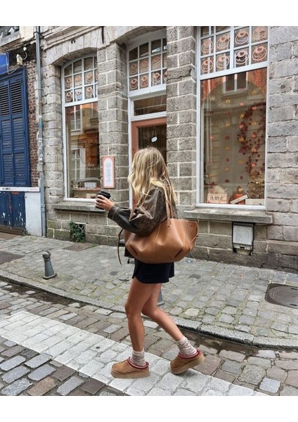 Women's Ugg Tazz Iı Kadın Platform Kahverengi Terlik - Platform Taban Ugg - Bot - Sandalet- Terlik indirimleri