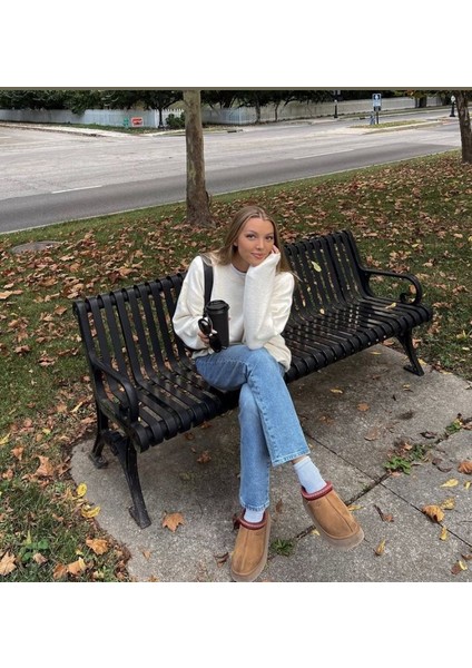 Women's Ugg Tazz Iı Kadın Platform Kahverengi Terlik - Platform Taban Ugg - Bot - Sandalet- Terlik