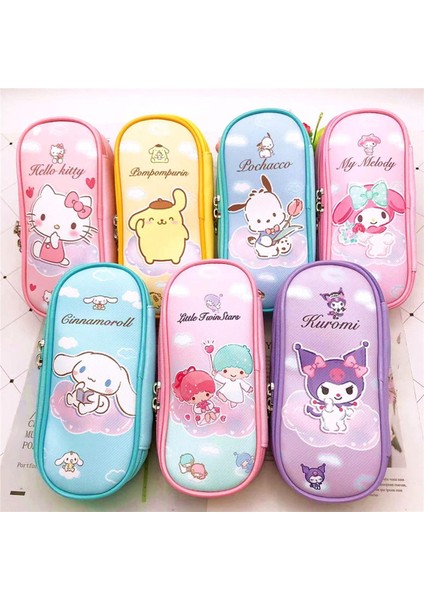 Kawaii Sanrio Yaratıcı Kırtasiye Kutusu Kalem Çantası Karikatür My Melody Cinnamoroll Hello Kitty Kuromi Büyük Kapasiteli Kalem Çantası (Yurt Dışından)