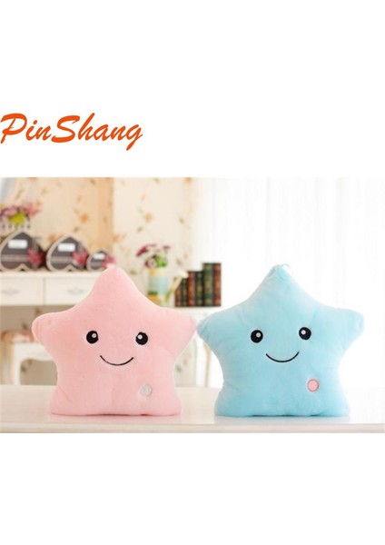 Pinshang Aydınlık Yastık Peluş Bebek Renkli Yıldız Parlayan Yumuşak Dolması Peluş Yastık Çocuklar Için Hediyeler (Yurt Dışından)