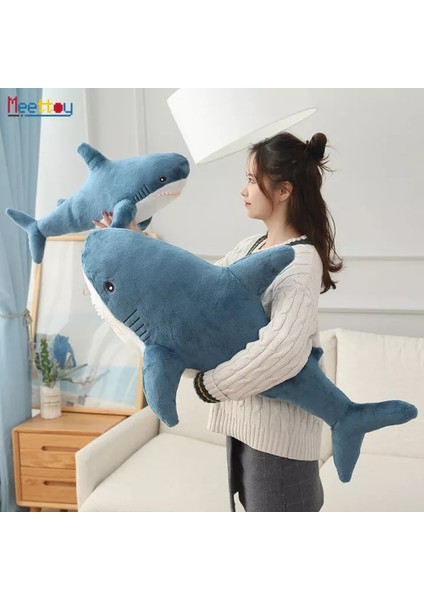 Büyük Boy 35CM/75CM Yumuşak Karikatür BT21 Uyku Yastığı Sevimli Balina Köpekbalığı Peluş Bebek Oyuncakları Çocuklar Için Erkek Bebek Kız Doğum Günü Hediyesi Mavi Gri (Yurt Dışından)
