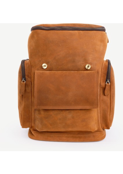 Çok Bölmeli Deri Sırt Çantası
