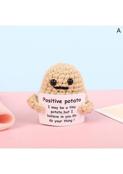 Komik Pozitif Patates Sevimli Yün Örgü Bebek Pozitif Kart Onay Kartları ile Komik Örme Patates Bebek Noel Masası Aksesuarı (Yurt Dışından)