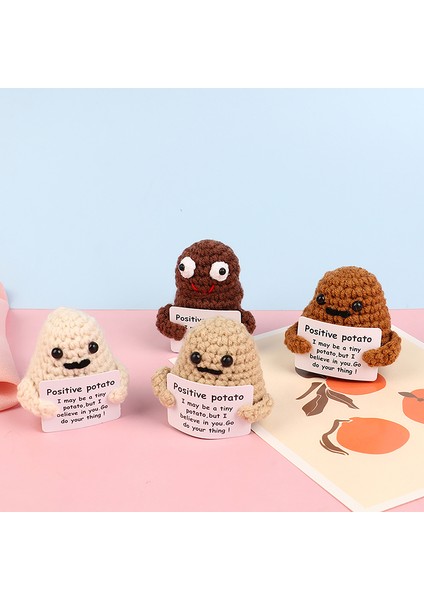 Komik Pozitif Patates Sevimli Yün Örgü Bebek Pozitif Kart Onay Kartları ile Komik Örme Patates Bebek Noel Masası Aksesuarı (Yurt Dışından) fiyatları