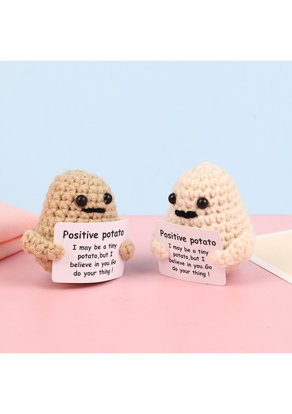 Komik Pozitif Patates Sevimli Yün Örgü Bebek Pozitif Kart Onay Kartları ile Komik Örme Patates Bebek Noel Masası Aksesuarı (Yurt Dışından) fırsatları