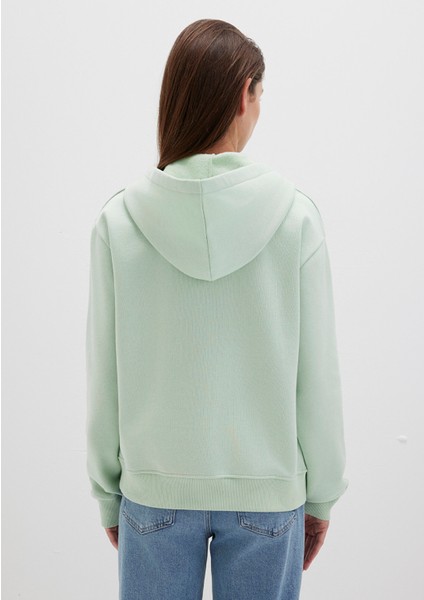 Kapüşonlu Yeşil Basic Sweatshirt 167299-71449