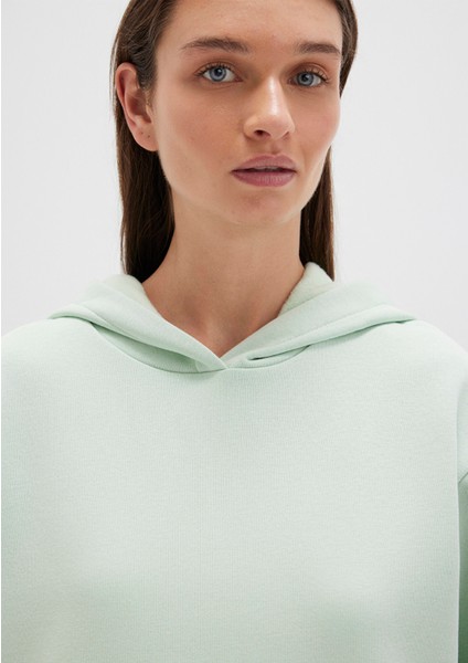 Kapüşonlu Yeşil Basic Sweatshirt 167299-71449