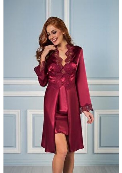 Saten Gecelik ve Pijama Takımı Kadınlar İçin 6 Parça Set