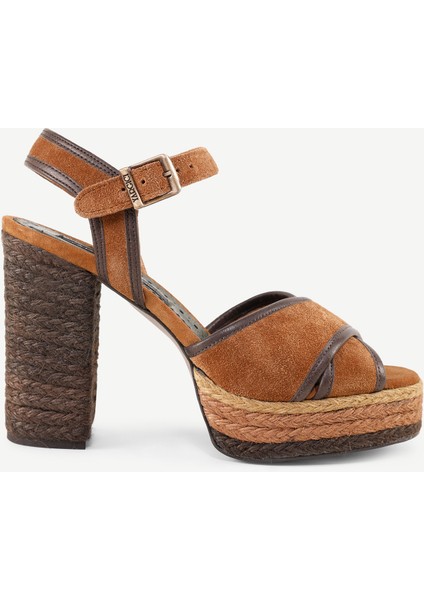 Özel Jüt Boyama Platform Topuklu Sandalet