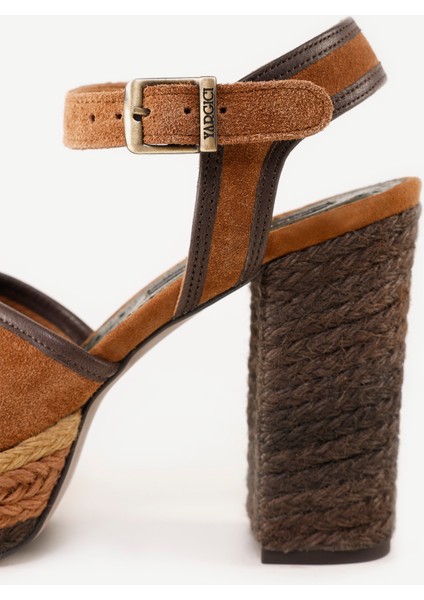 Özel Jüt Boyama Platform Topuklu Sandalet