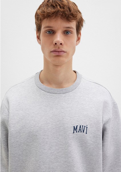 Mavi Logo Baskılı Gri Sweatshirt 0611716-80018