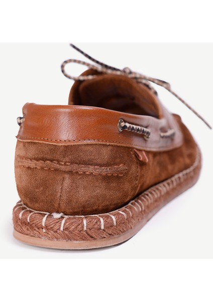 Hasır Bağlı Deri Espadril