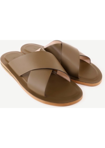 Çapraz Bantlı Deri Terlik