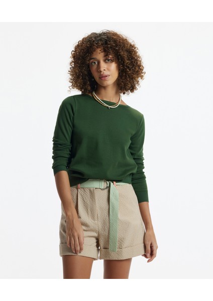 Kısa Boy Cepli Kemerli Duble Paça Şort