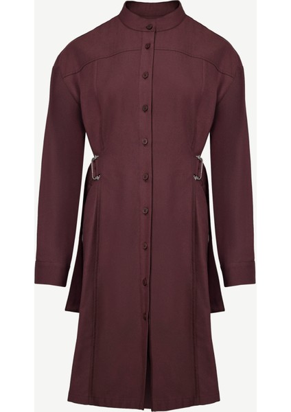 Kemer Detaylı Uzun Kollu Hakim Yaka Kısa Gömlek Elbise