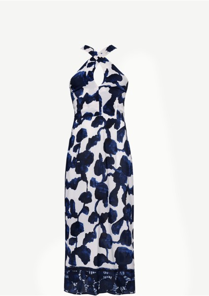 Boyundan Bağlamalı Sırtı Açık Uzun Elbise