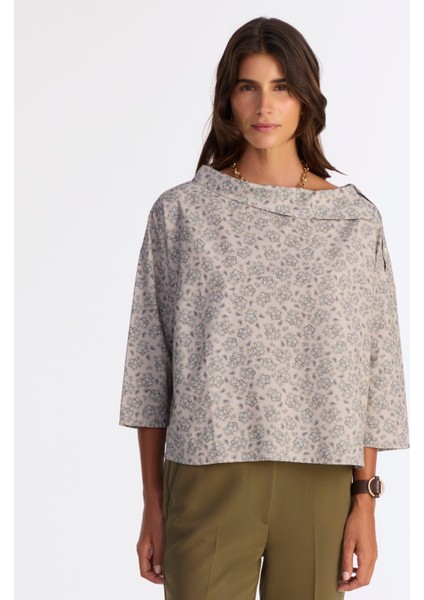 Regular Kayık Yaka Uzun Kol Bluz