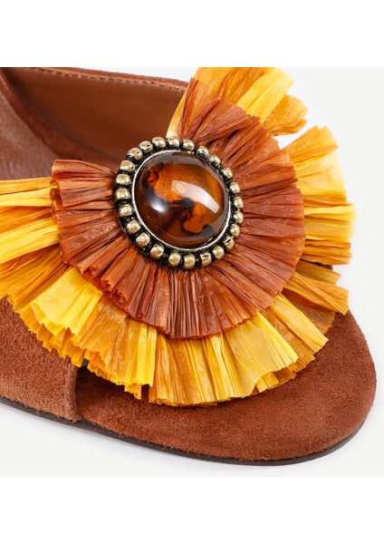 Rafya Aksesuar Detaylı Topuklu Sandalet