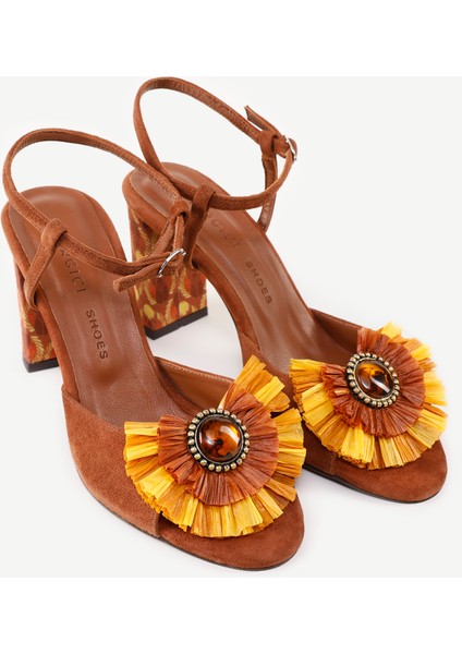 Rafya Aksesuar Detaylı Topuklu Sandalet