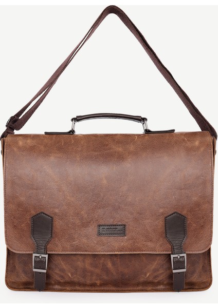 Kapaklı Deri Laptop Çantası