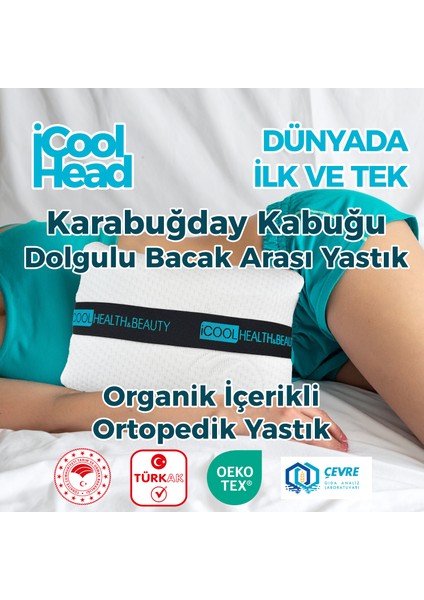Ortopedik Bacak Arası ve Diz Arası Yastık – Doğal Karabuğday Kabuğu Dolgulu, Yan Yatanlar ve Hamileler İçin